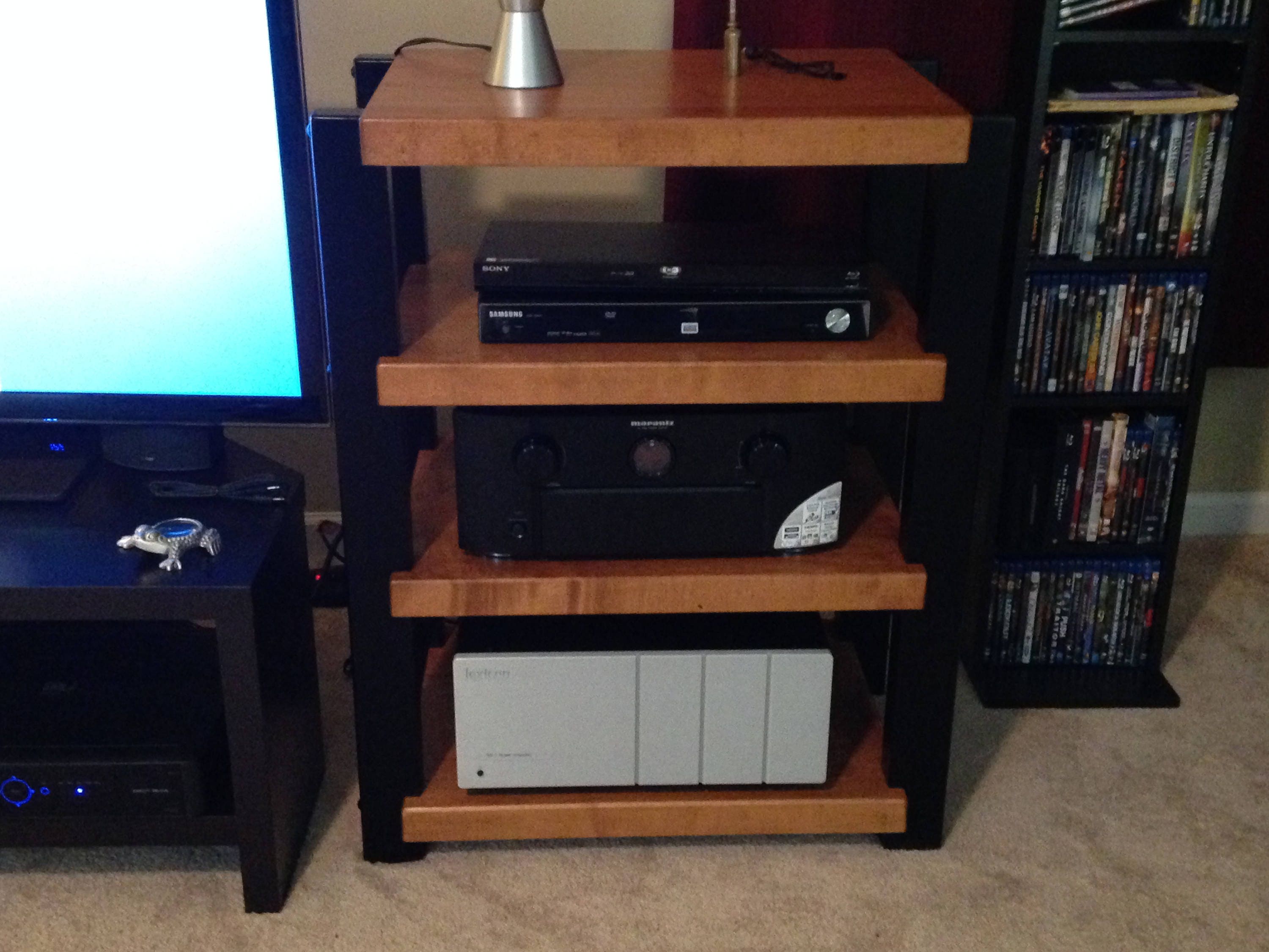 4 Shelf MAPLE AUDIO RACK W/ Teak Shelves and Black Posts Etsy