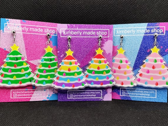 Acrylic Christmas Tree Earrings: Whimsical Holiday Jewelry