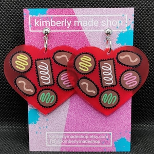 Valentine Earrings / Heart Shaped Box of Chocolates