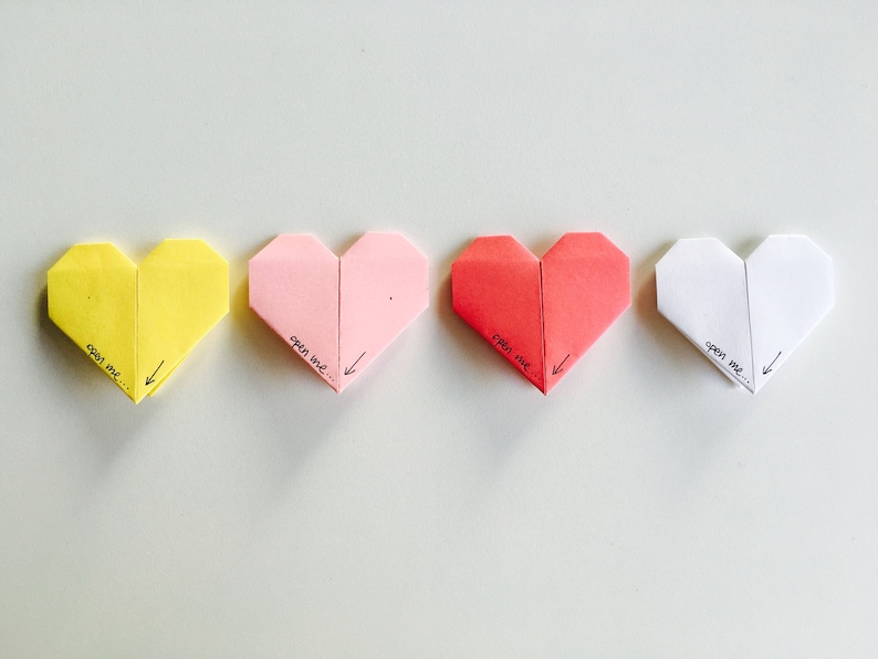 30 corazones origami con mensaje Corazones de papel Etsy España