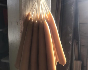 Hand-dipped Beeswax Taper Candles, 1 pair (2 candles)