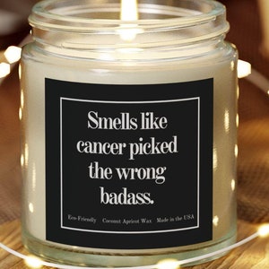 Cancer Candle Cancer Warrior Gift for Cancer Patient Gift for Cancer Diagnosis Gift Kick Cancers Ass Gift for Friend Gift Cancer Survivor