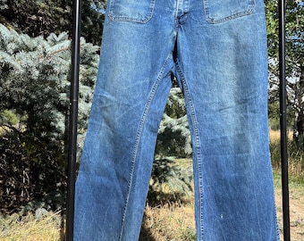 Vintage Seafarer Jeans Mens 34x34 Blue Bell Bottom US Navy