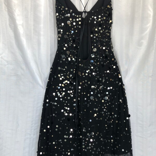 BCBGMAXAZARIA Little Black Dress Beaded with Sequins y2k LBD