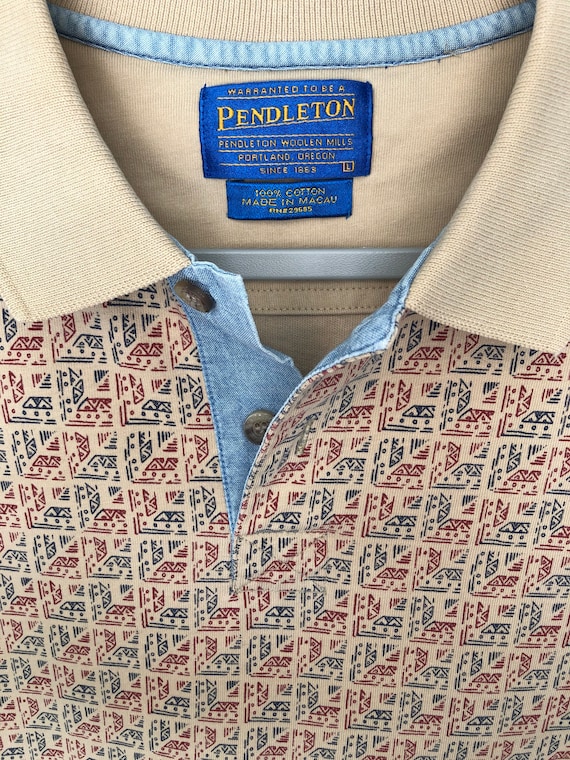 Vtg Pendleton Polo RARE Americana Pattern Red / Bl