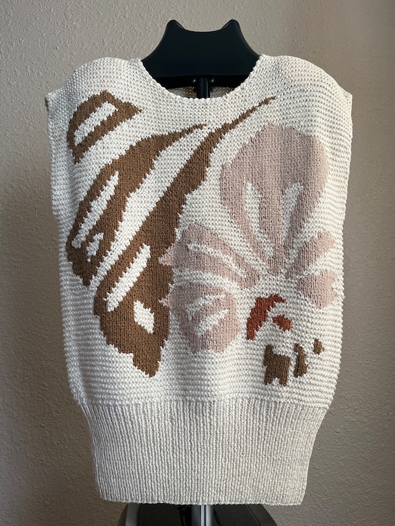 80s Ellen Tracy Summer Knit Sweater Vest Size Medi