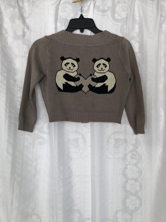 RARE Vtg Betsy Johnson Cropped Sweater Panda Anima