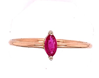 0.14ct Two-Tone Marquise Ruby Ring, Custom 14k Rose Gold Shank with 18k White Gold Setting