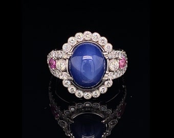 Star Sapphire on 18K White Gold