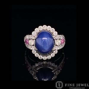 Star Sapphire on 18K White Gold