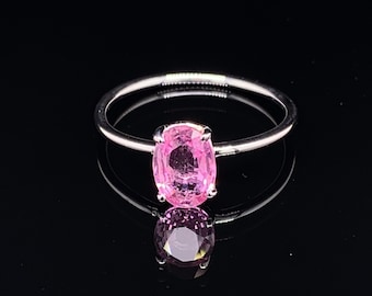 Handmade 1.01ct Pink Sapphire Ring, all set in 14k White Gold