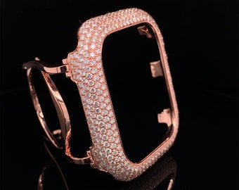 14K Rose Gold - Natural White Diamonds - 44mm Apple Watch Case Active