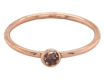 Chocolate Diamond Dainty Stackable Ring | 14K Rose Gold