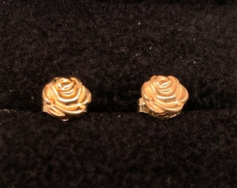 Dainty 14K Yellow Gold ROSEBUD stud