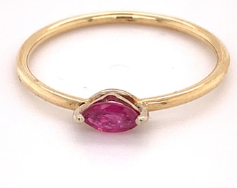 0.17ct Two-Tone Marquise Ruby Ring, Custom 14k Yellow Gold Shank with 18k White Gold Setting