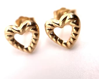 14k YELLOW GOLD Open Heart Earrings Active