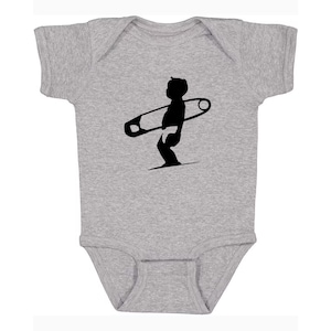 Surfer Baby Bodysuit: Diaper Pin Surf Design