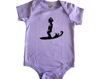 Surfer Baby Girl Bodysuit: Lavender Cotton One-Piece