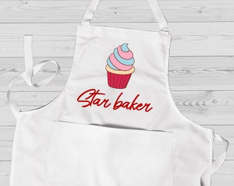 Star Baker Schort, Cupcake bakcadeau, Bakkers gaan Bakken, Chefs Schort, Kookkoningin, Schort voor haar, Bakcadeau