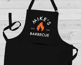 Grill schürze für Männer, Personalisierte Grill schürze, Lustige Schürze für Männer, Vatertagsgeschenk, Grill schürze, Küchen schürze mit Taschen