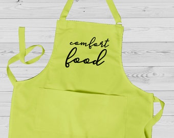 Aprons for women funny, Comfort food kitchen apron, Full and adjustable neck apron, Bakers gift for Valentine's day