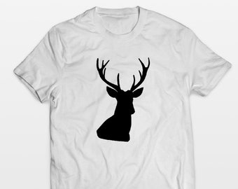 Camiseta de ciervo para hombre, camisa de ciervo, camiseta de ciervo, camiseta de animales, camiseta de silueta de ciervo, camisa estilo animal, camisa de tumblr, camisas divertidas