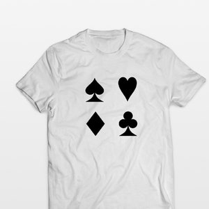 Carte t-shirt, tshirt Gambler, Mens carte maglietta, maglietta con carte, giocatore d'azzardo t, tshirt di carte da gioco, maglietta bianca, maglietta nera, gli uomini t