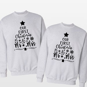 Paar Weihnachtspullover / Unser erstes Weihnachten als Mr und Mrs passende Pullover / Sein und ihr Paar Sweatshirt Bild 3