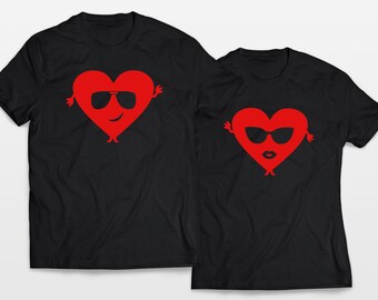 Camisas de casal para o dia dos namorados, camisetas de coração de casal combinando, presente de dia dos namorados para casal