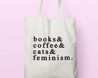 Tote bag feminist, book bag, feminist gift, canvas tote bags, zero waste reusable vegan bag