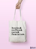 Tote bag feminist, book bag, feminist gift, canvas tote bags, zero waste reusable vegan bag product logo