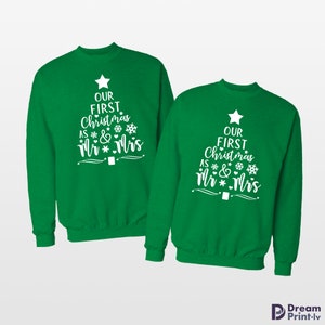 Paar Weihnachtspullover / Unser erstes Weihnachten als Mr und Mrs passende Pullover / Sein und ihr Paar Sweatshirt Bild 7