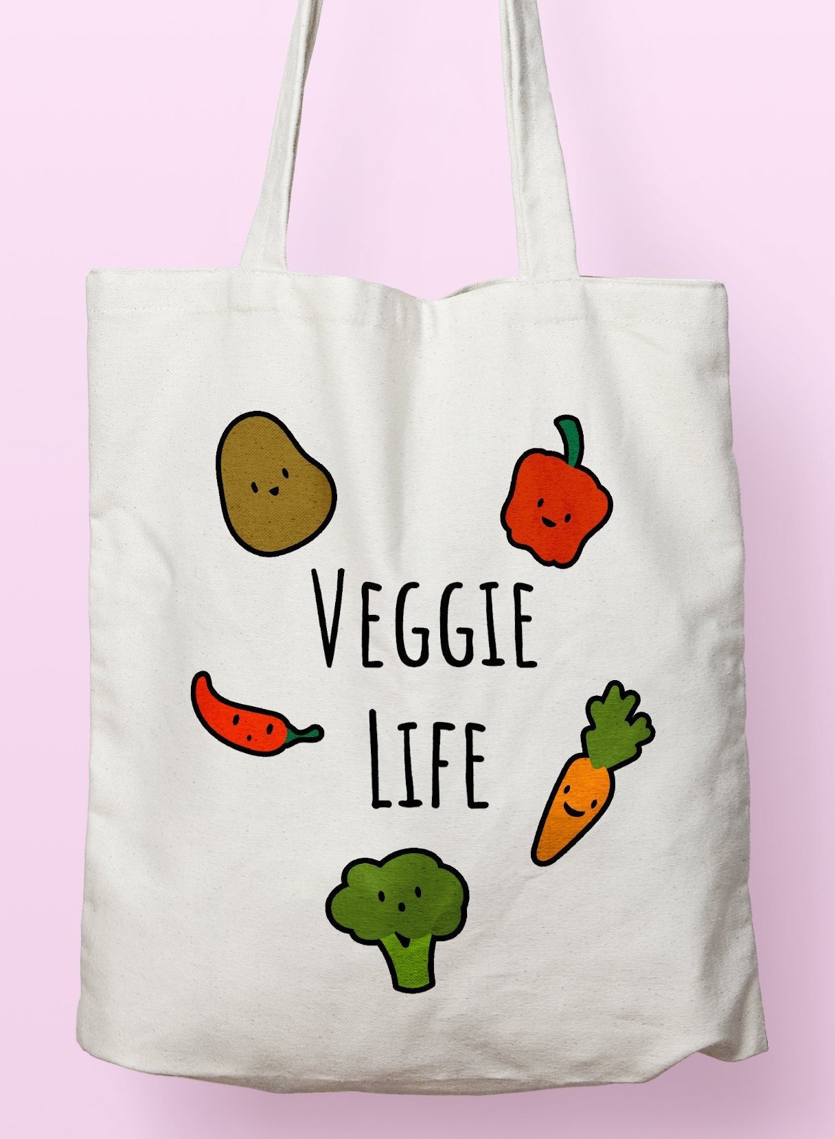 Zero Waste Canvas Tote Bag, Reusable Vegan Grocery Bag, Funny