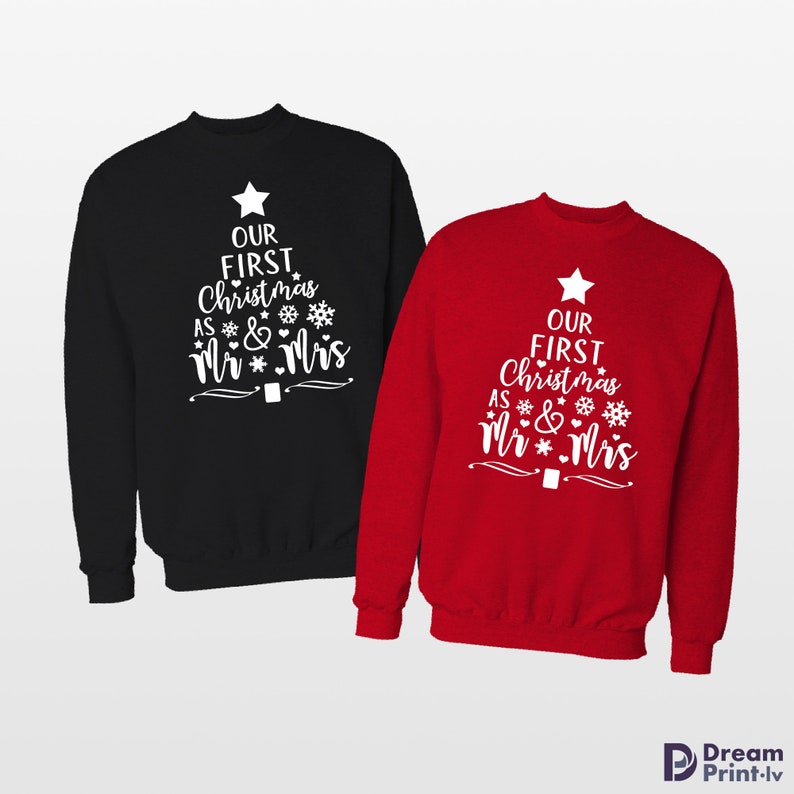 Paar Weihnachtspullover / Unser erstes Weihnachten als Mr und Mrs passende Pullover / Sein und ihr Paar Sweatshirt Bild 6