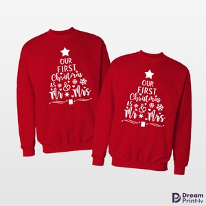 Paar Weihnachtspullover / Unser erstes Weihnachten als Mr und Mrs passende Pullover / Sein und ihr Paar Sweatshirt Bild 8