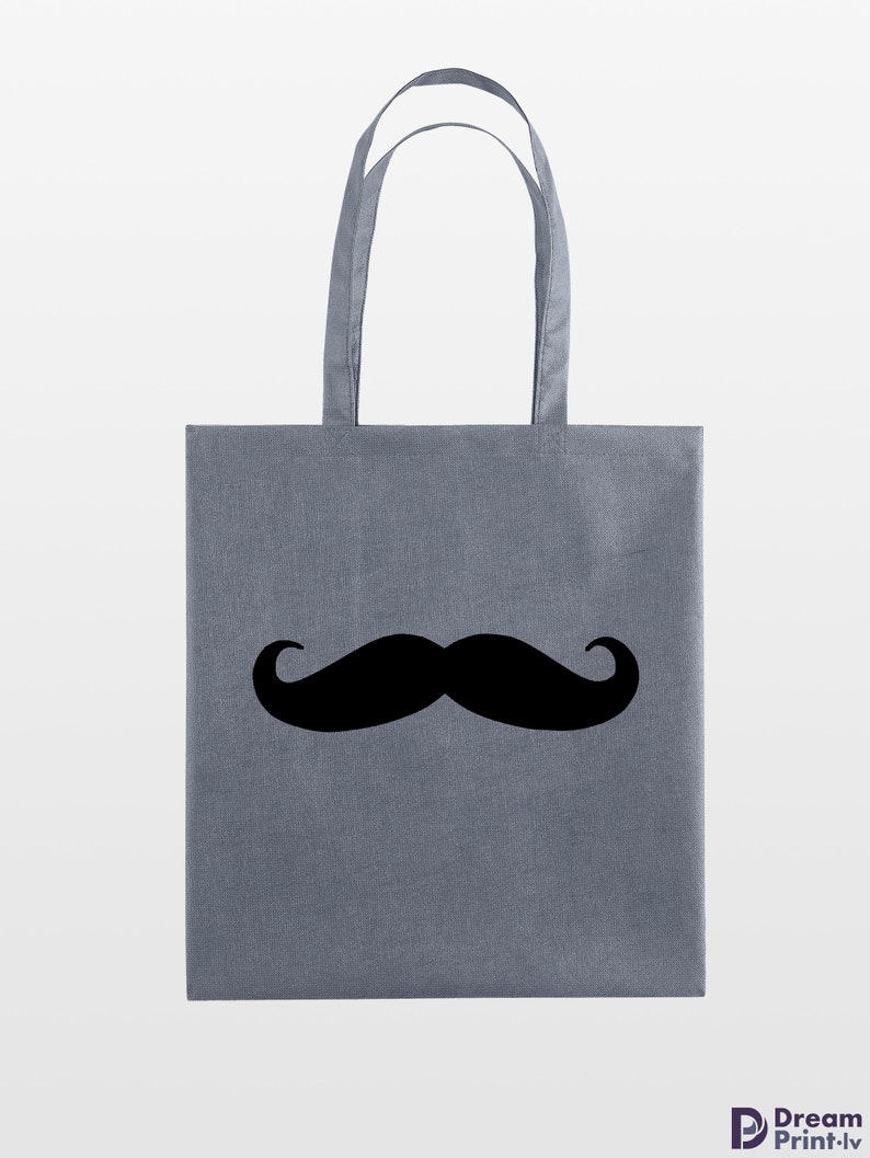Mustache print canvas tote bags
