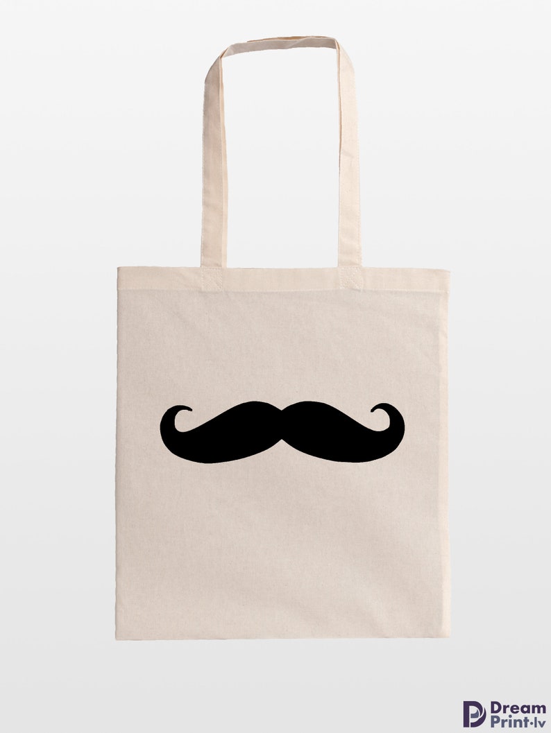 Mustache print canvas tote bags - Thumbnail 2