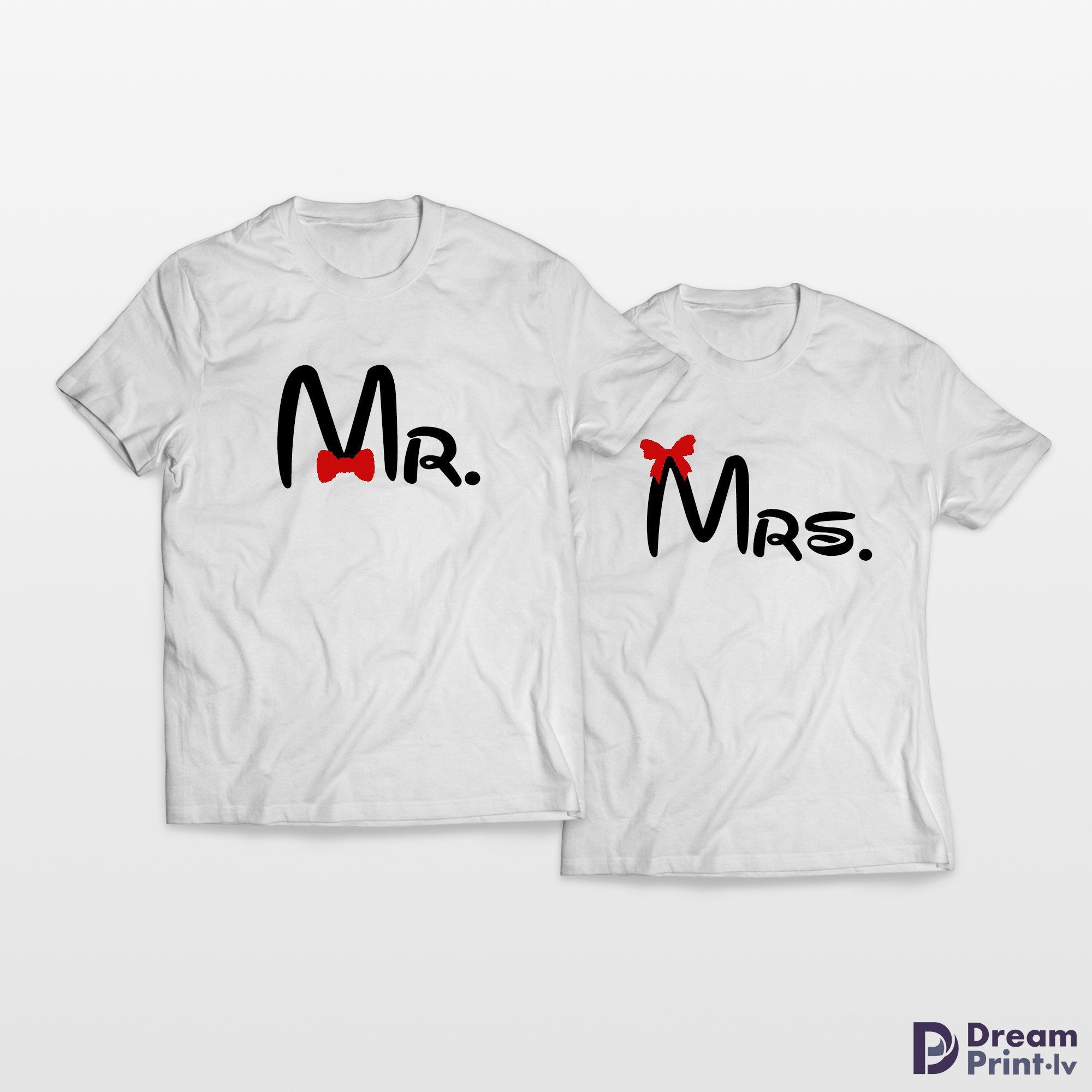【クッキー 】Mrs. Tシャツセット（ホワイトＬ・ブラックＭ） Matching Couple Valentines Day Shirt, Mr and Mrs Valentine's Day