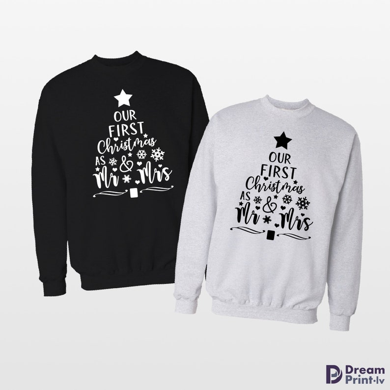 Paar Weihnachtspullover / Unser erstes Weihnachten als Mr und Mrs passende Pullover / Sein und ihr Paar Sweatshirt Bild 2