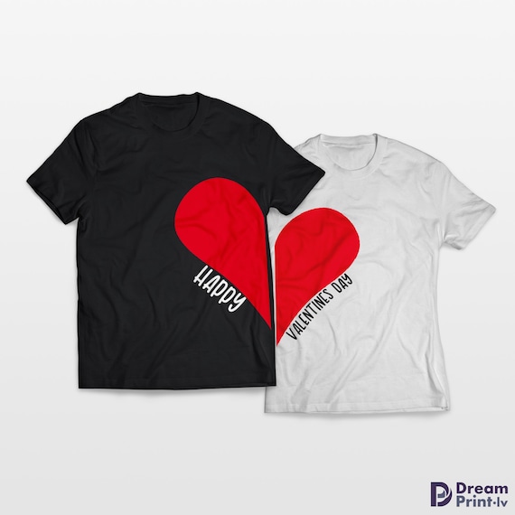 Red Heart Matching Couple Shirts Happy Valentines Day Couples 