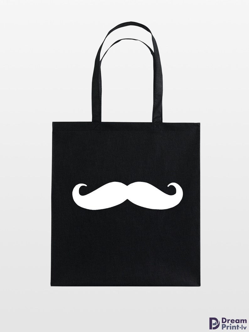 Mustache print canvas tote bags - Thumbnail 3