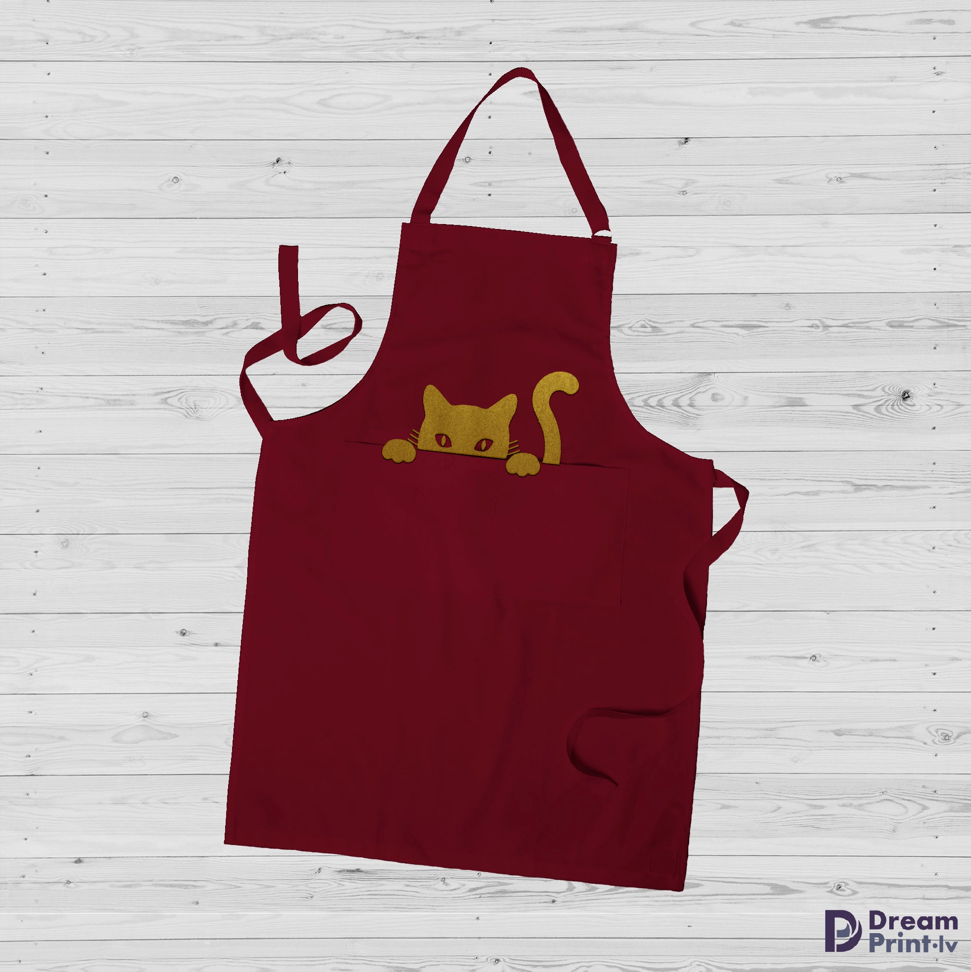 Black Cat Apron, Gift for Cat Lovers, Full Kitchen Apron, Cooking Gift