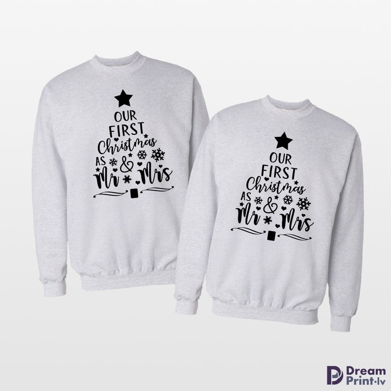 Paar Weihnachtspullover / Unser erstes Weihnachten als Mr und Mrs passende Pullover / Sein und ihr Paar Sweatshirt Bild 3