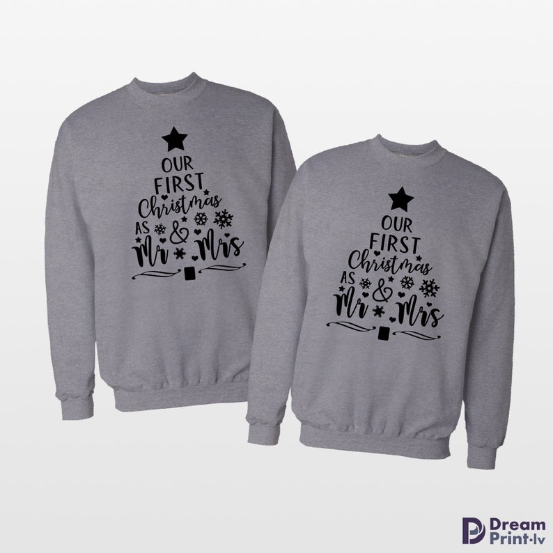 Paar Weihnachtspullover / Unser erstes Weihnachten als Mr und Mrs passende Pullover / Sein und ihr Paar Sweatshirt Bild 4