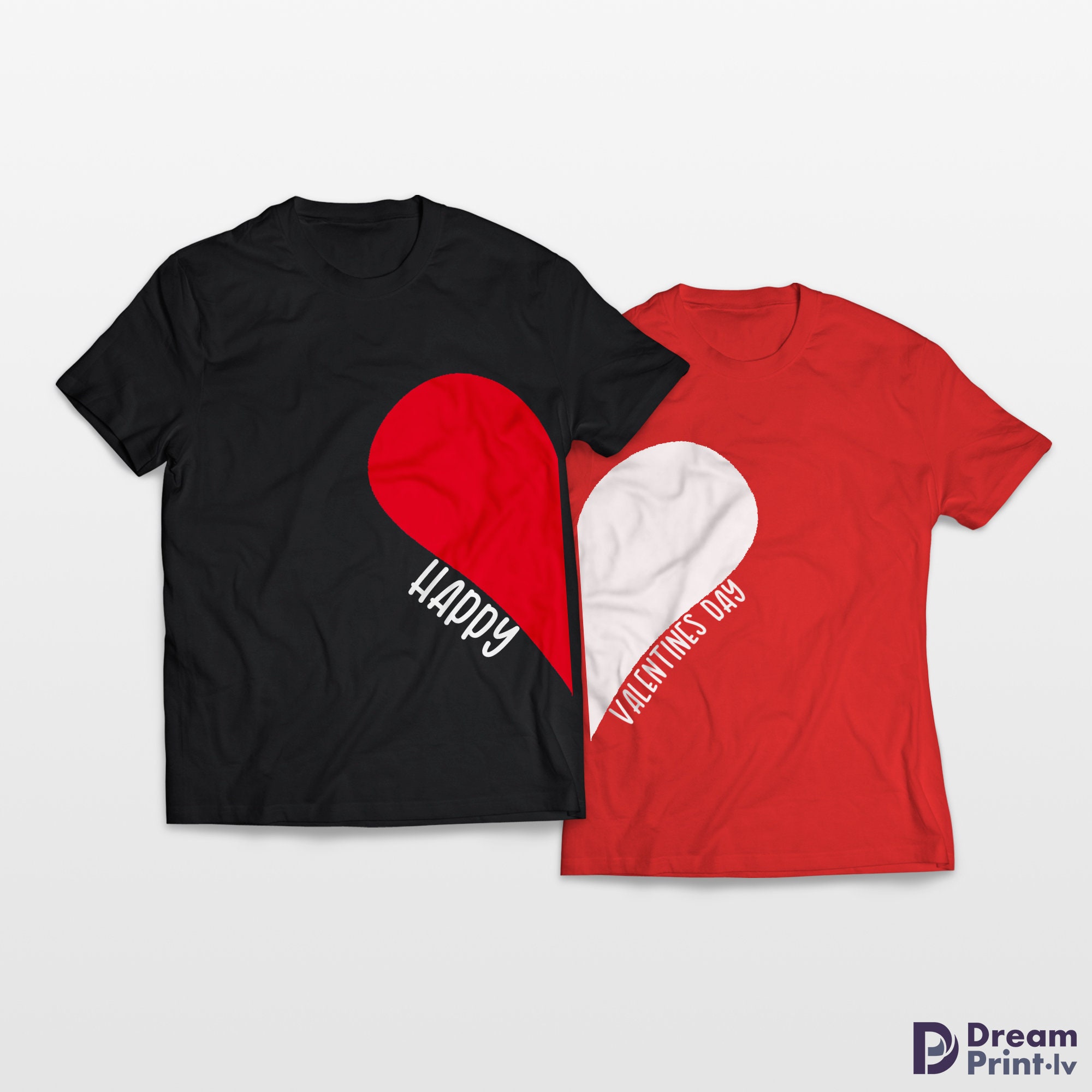 Red Heart Matching Couple Shirts Happy Valentines Day Couples 