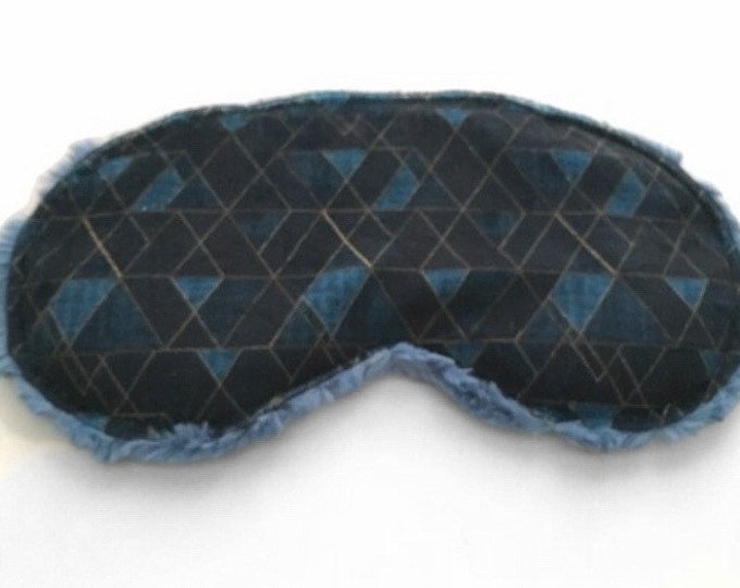 Blue Geometric Minky Weighted Sleep Mask