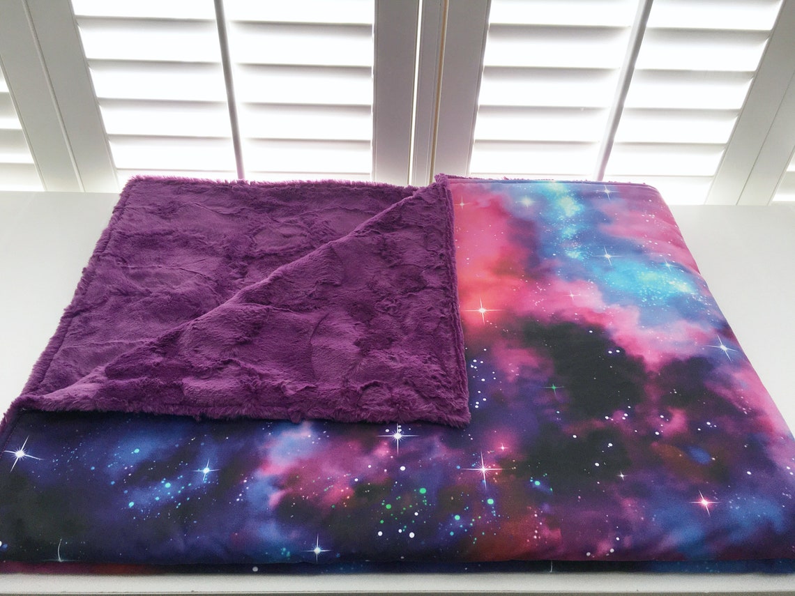 Galaxy Minky Weighted Blanket glass beads anxiety relief | Etsy