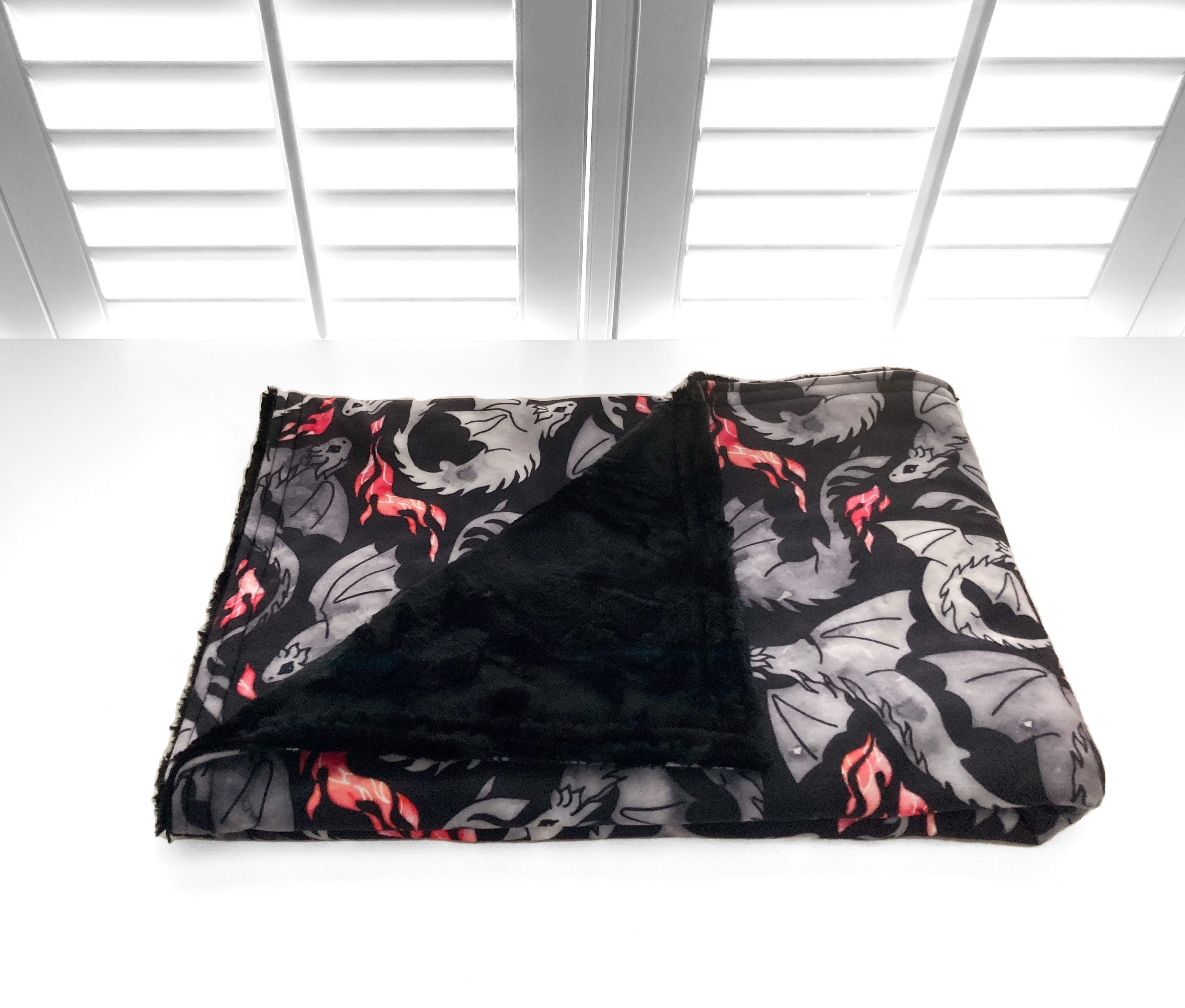 Gray Dragons Fleece Weighted Blanket