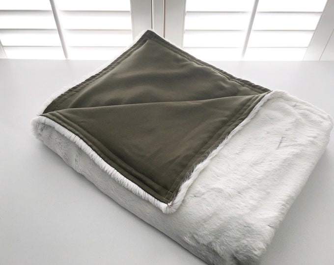 Army Green Tencel/Minky Cooling Weighted Blanket L34”xW28” 2lbs