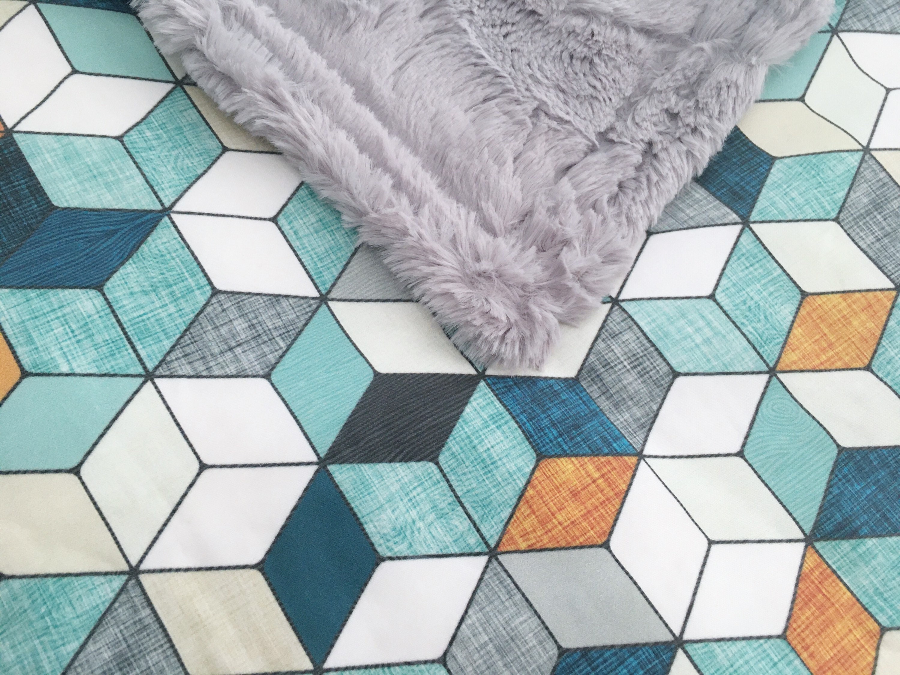 Blue Geometric Organic Cotton Sateen Weighted Blanket anxiety Etsy